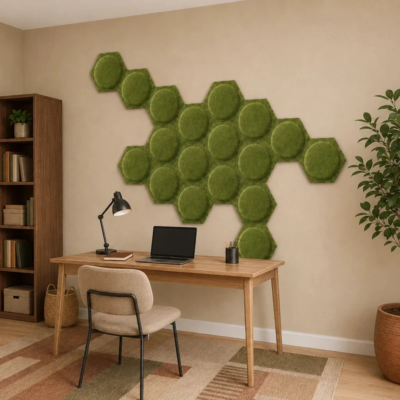 HEXA BOLD 2 3D Acoustic Felt Wall Panels - OLIVE Multipack