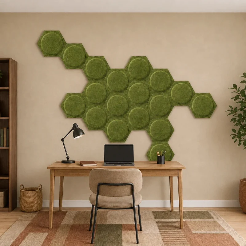 HEXA BOLD 2 3D Acoustic Felt Wall Panels - OLIVE Multipack