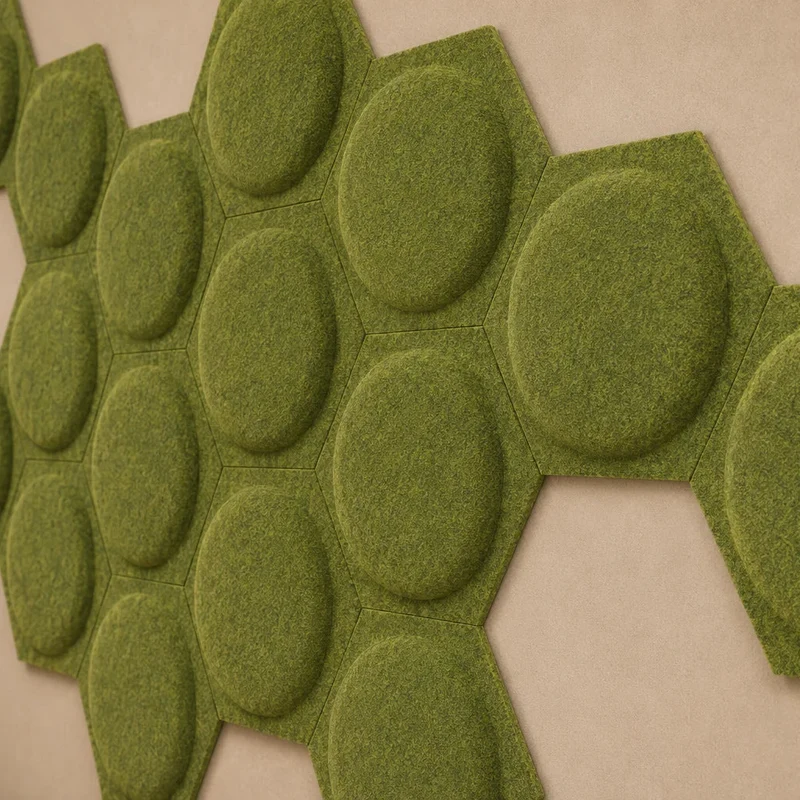 HEXA BOLD 2 3D Acoustic Felt Wall Panels - OLIVE Multipack