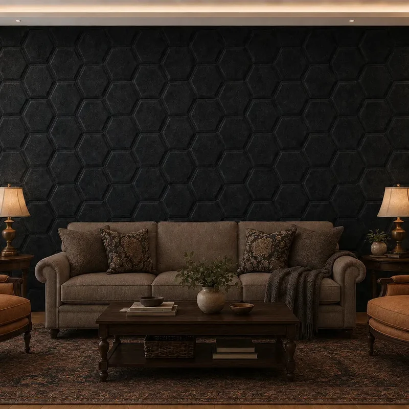 HEXA BOLD 3D Acoustic Felt Wall Panels - BLACK Multipack