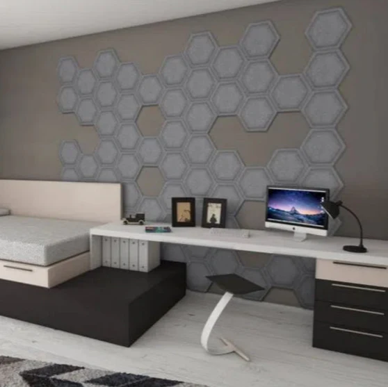 HEXA BOLD 3D Acoustic Felt Wall Panels - GREY Multipack