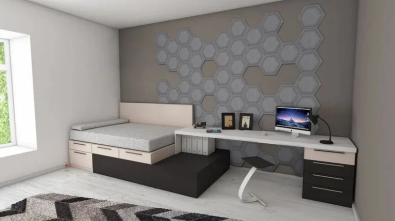 HEXA BOLD 3D Acoustic Felt Wall Panels - GREY Multipack