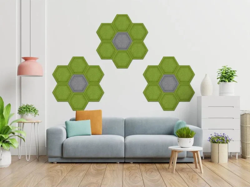 HEXA BOLD 3D Acoustic Felt Wall Panels - GREY Multipack