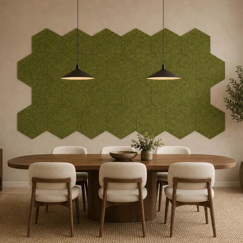 Hexa FLAT Acoustic Felt Wall Panels - OLIVE Multipack