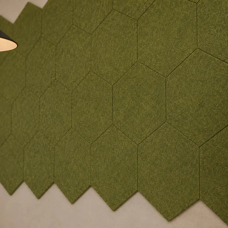 Hexa FLAT Acoustic Felt Wall Panels - OLIVE Multipack