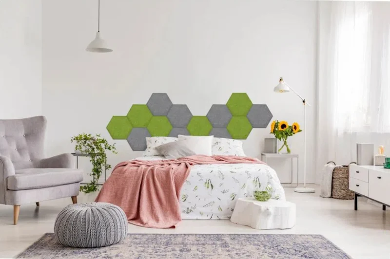 Hexa FLAT Acoustic Felt Wall Panels - OLIVE Multipack