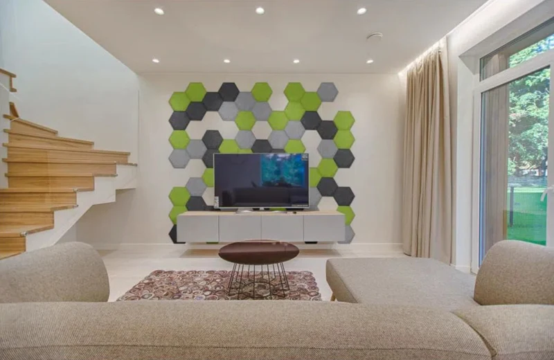 Hexa FLAT Acoustic Felt Wall Panels - OLIVE Multipack