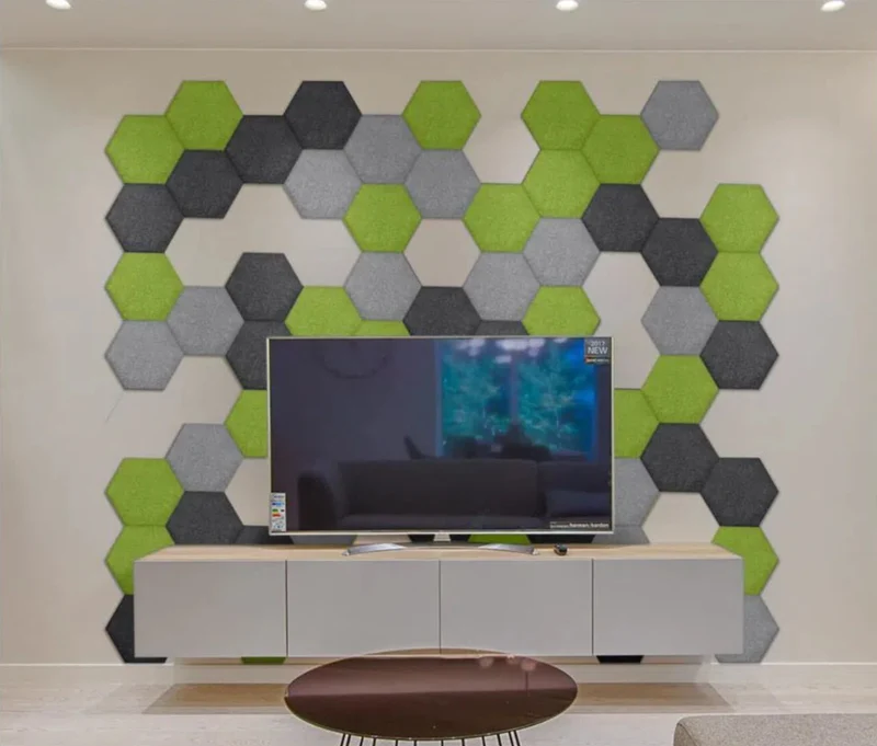 Hexa FLAT Acoustic Felt Wall Panels - OLIVE Multipack