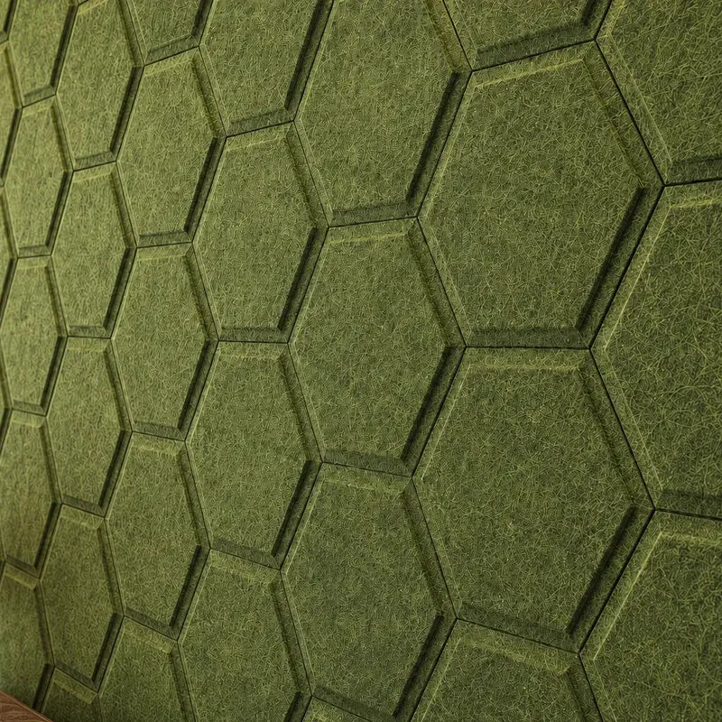 HEXA BOLD 3D Acoustic Felt Wall Panels - OLIVE Multipack