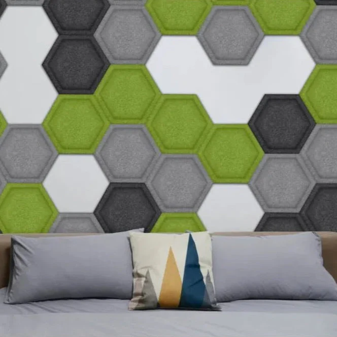 HEXA BOLD 3D Acoustic Felt Wall Panels - OLIVE Multipack