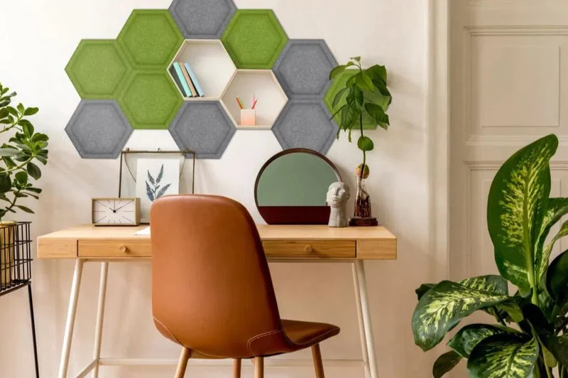 HEXA BOLD 3D Acoustic Felt Wall Panels - OLIVE Multipack