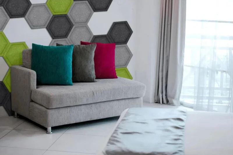 HEXA BOLD 3D Acoustic Felt Wall Panels - OLIVE Multipack
