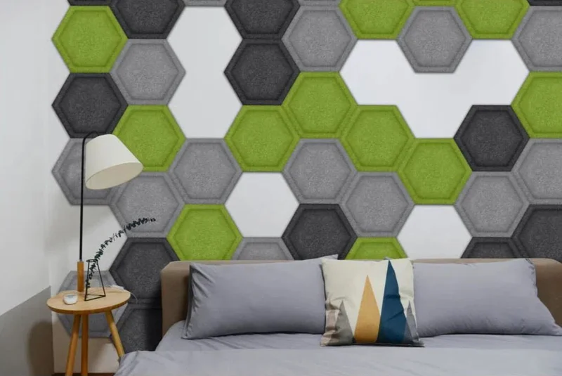 HEXA BOLD 3D Acoustic Felt Wall Panels - OLIVE Multipack