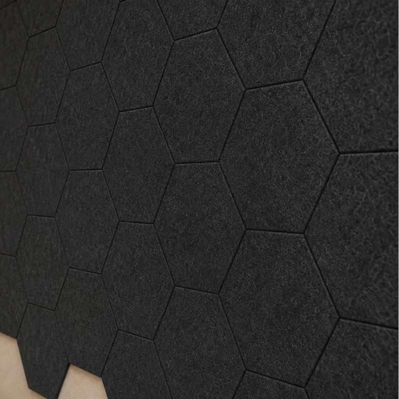 Hexa FLAT Acoustic Felt Wall Panels - BLACK Multipack