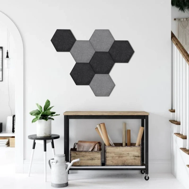 Hexa FLAT Acoustic Felt Wall Panels - BLACK Multipack