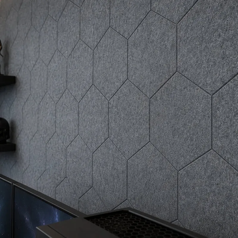 Hexa FLAT Acoustic Felt Wall Panels - GREY Multipack