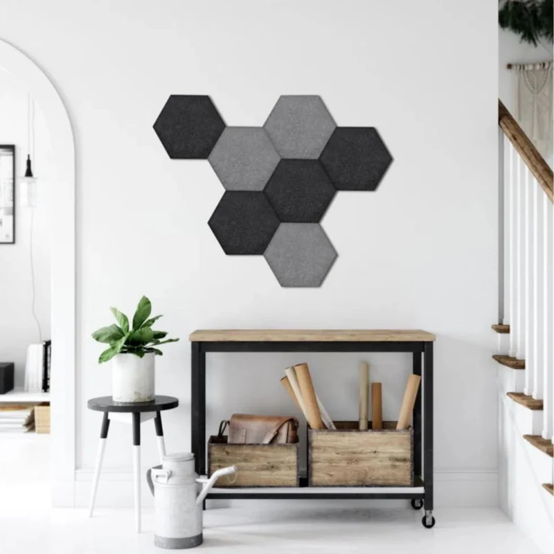 Hexa FLAT Acoustic Felt Wall Panels - GREY Multipack