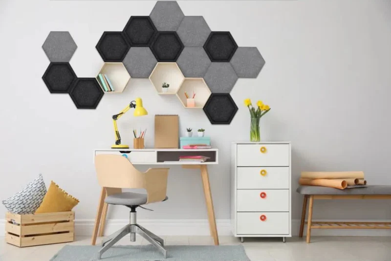 Hexa FLAT Acoustic Felt Wall Panels - GREY Multipack
