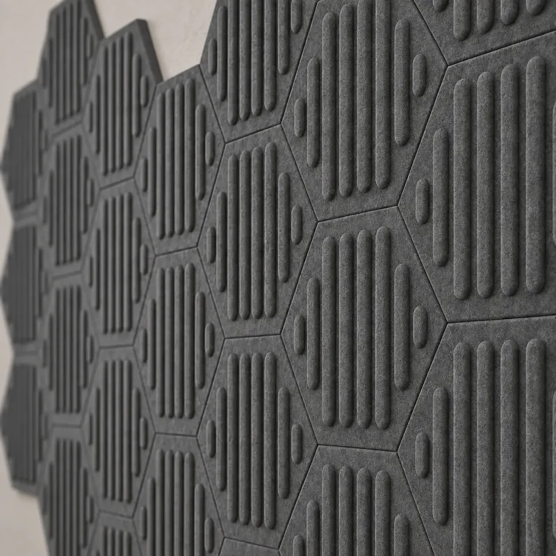 HEXA RIFT 3D Acoustic Felt Wall Panels - GREY Multipack