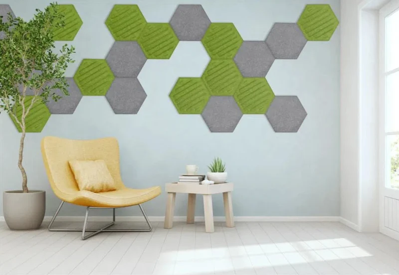 HEXA RIFT 3D Acoustic Felt Wall Panels - GREY Multipack