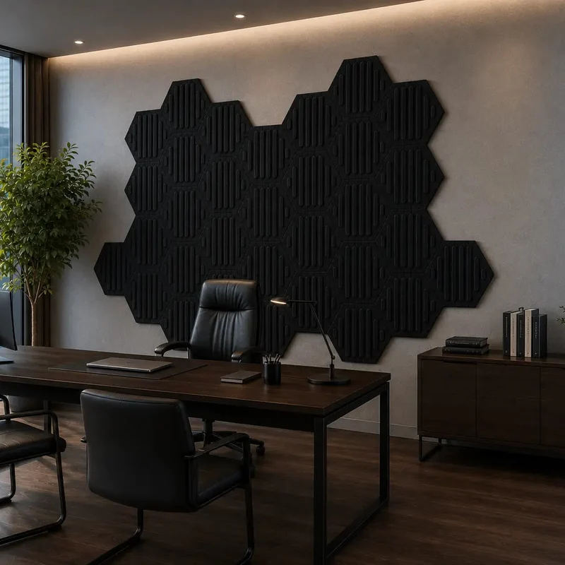 HEXA RIFT 3D Acoustic Felt Wall Panels - BLACK Multipack