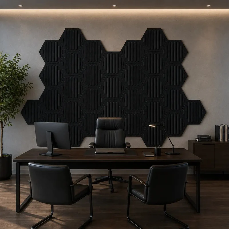 HEXA RIFT 3D Acoustic Felt Wall Panels - BLACK Multipack