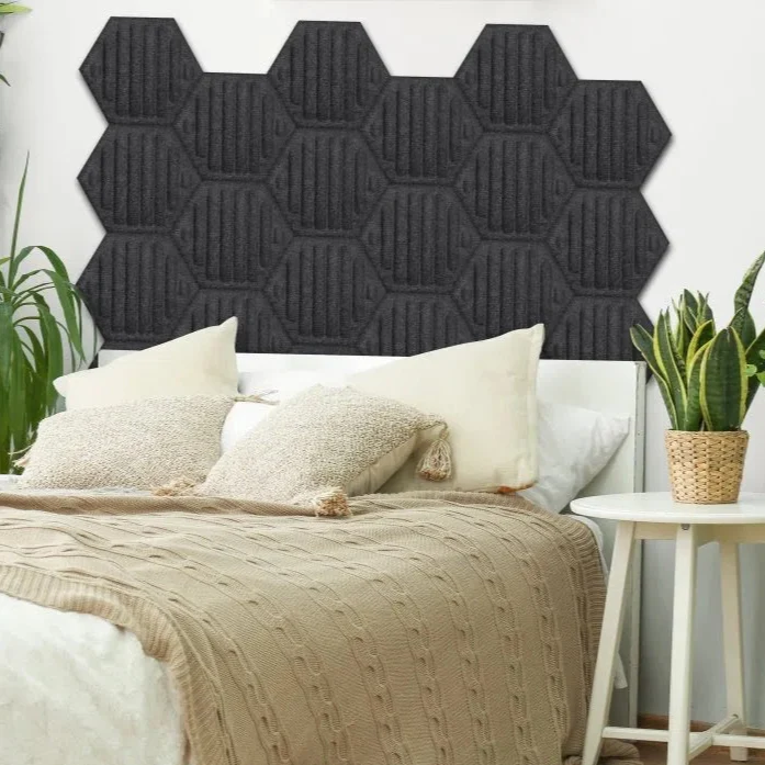 HEXA RIFT 3D Acoustic Felt Wall Panels - BLACK Multipack