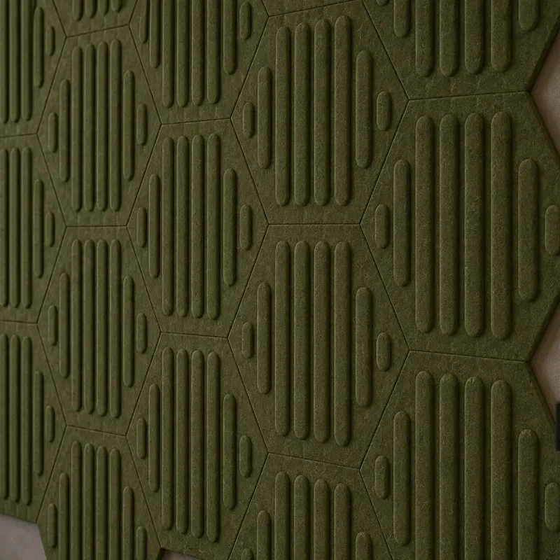 HEXA RIFT 3D Acoustic Felt Wall Panels - OLIVE Multipack