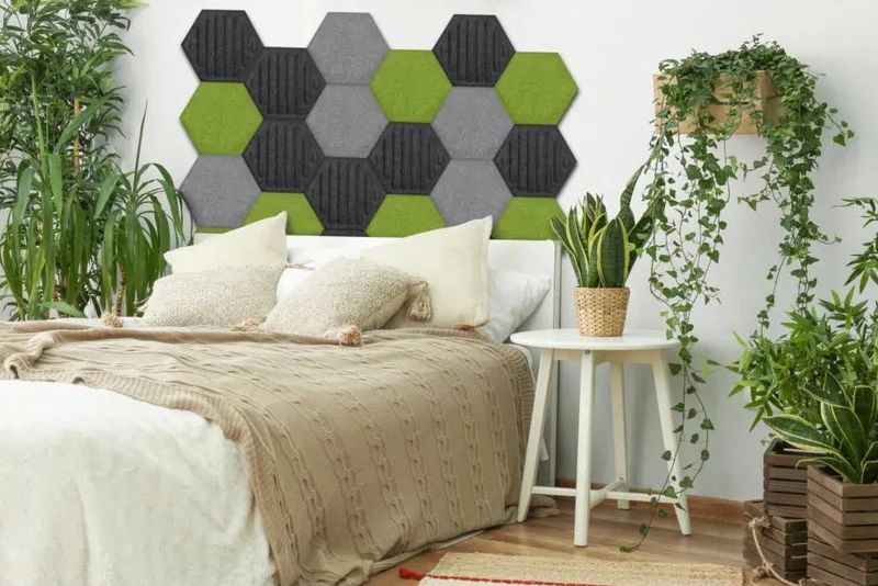 HEXA RIFT 3D Acoustic Felt Wall Panels - OLIVE Multipack