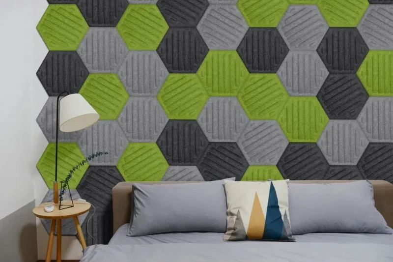 HEXA RIFT 3D Acoustic Felt Wall Panels - OLIVE Multipack