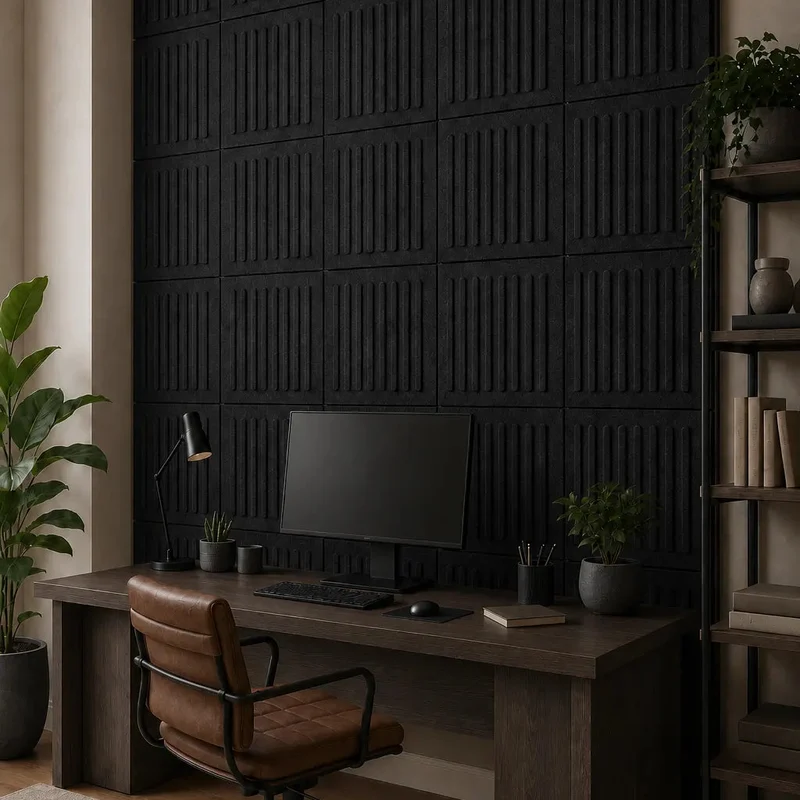 SQUARE RIFT 3D Acoustic Felt Wall Panels - BLACK Multipack