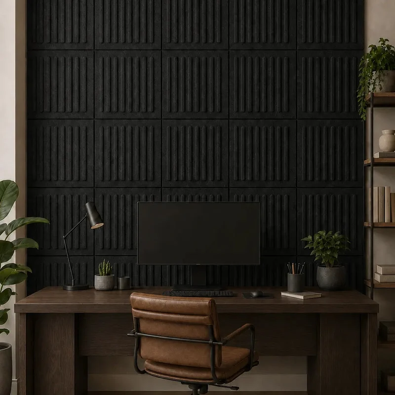 SQUARE RIFT 3D Acoustic Felt Wall Panels - BLACK Multipack
