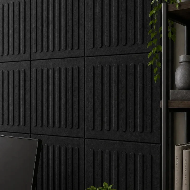 SQUARE RIFT 3D Acoustic Felt Wall Panels - BLACK Multipack