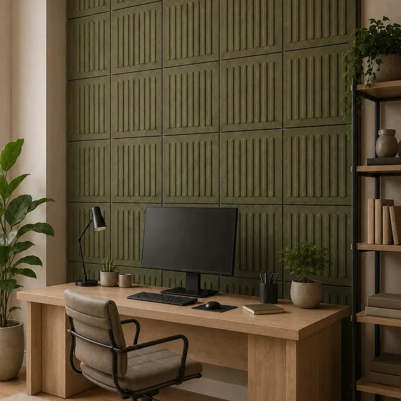 SQUARE RIFT 3D Acoustic Felt Wall Panels - OLIVE Multipack