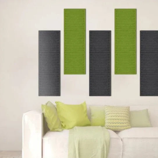 SQUARE RIFT 3D Acoustic Felt Wall Panels - OLIVE Multipack