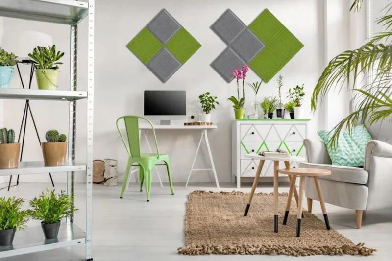 SQUARE RIFT 3D Acoustic Felt Wall Panels - OLIVE Multipack