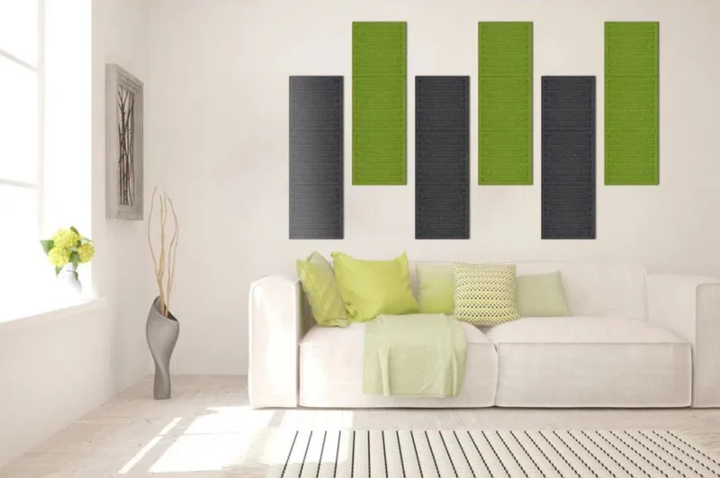 SQUARE RIFT 3D Acoustic Felt Wall Panels - OLIVE Multipack