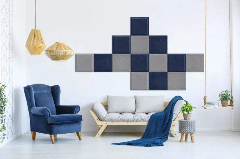 SQUARE RIFT 3D Acoustic Felt Wall Panels - GREY Multipack