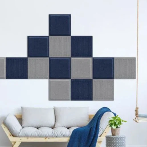 SQUARE RIFT 3D Acoustic Felt Wall Panels - NAVY Multipack