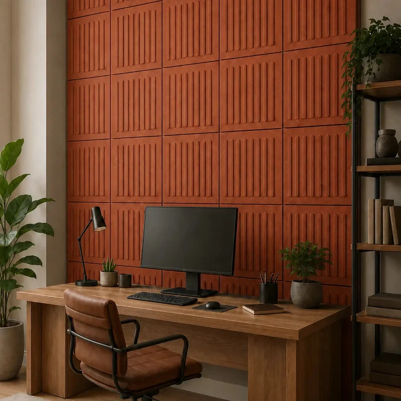 SQUARE RIFT 3D Acoustic Felt Wall Panels - RUSTY Multipack