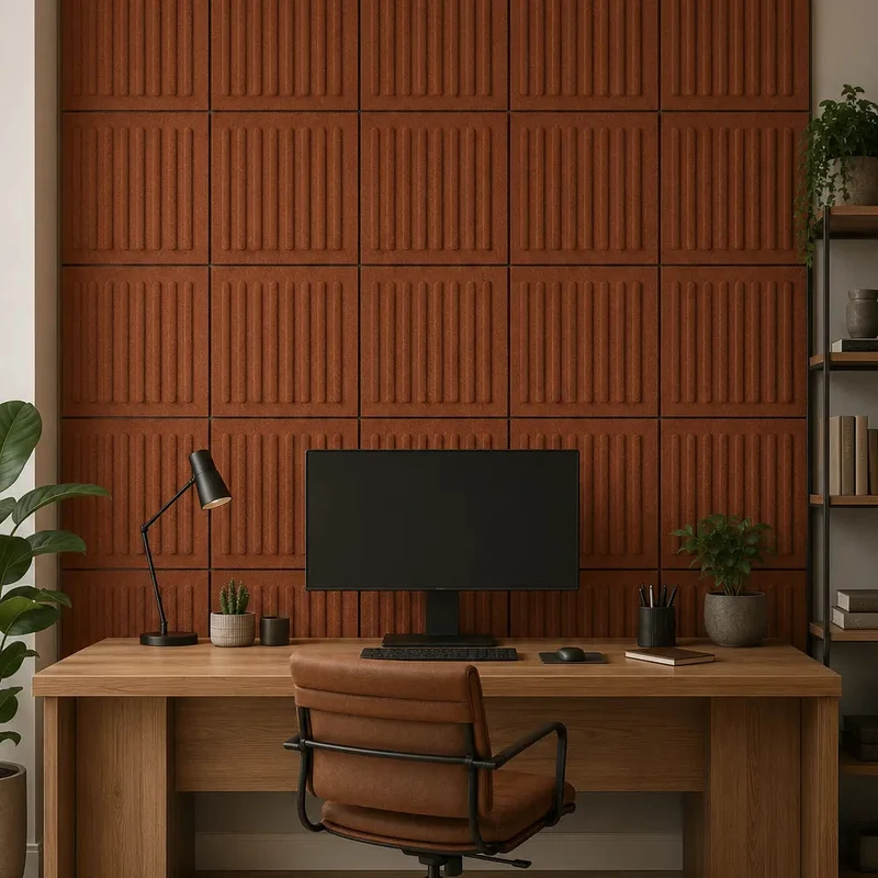 SQUARE RIFT 3D Acoustic Felt Wall Panels - RUSTY Multipack
