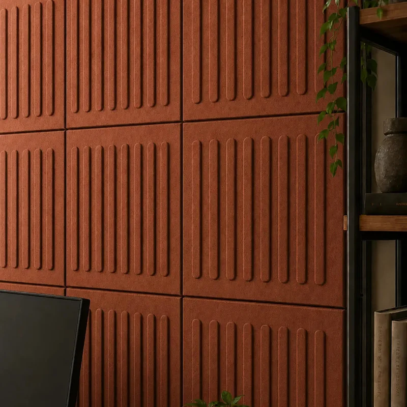 SQUARE RIFT 3D Acoustic Felt Wall Panels - RUSTY Multipack