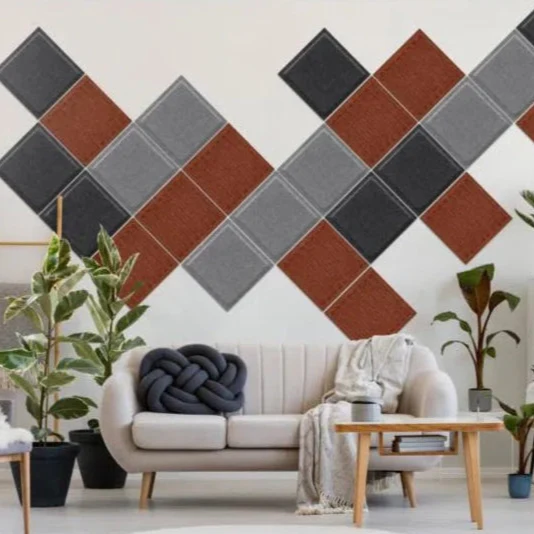 SQUARE RIFT 3D Acoustic Felt Wall Panels - RUSTY Multipack