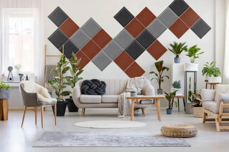 SQUARE RIFT 3D Acoustic Felt Wall Panels - RUSTY Multipack