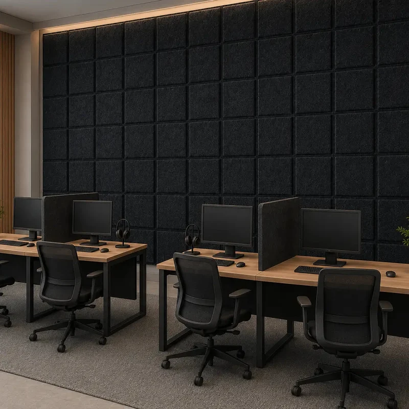 SQUARE BOLD 3D Acoustic Felt Wall Panels - BLACK Multipack