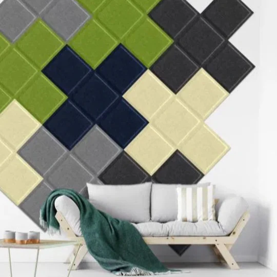 SQUARE BOLD 3D Acoustic Felt Wall Panels - BLACK Multipack