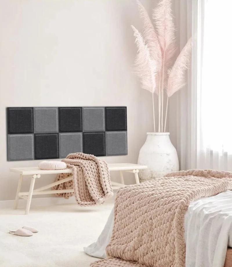 SQUARE BOLD 3D Acoustic Felt Wall Panels - BLACK Multipack
