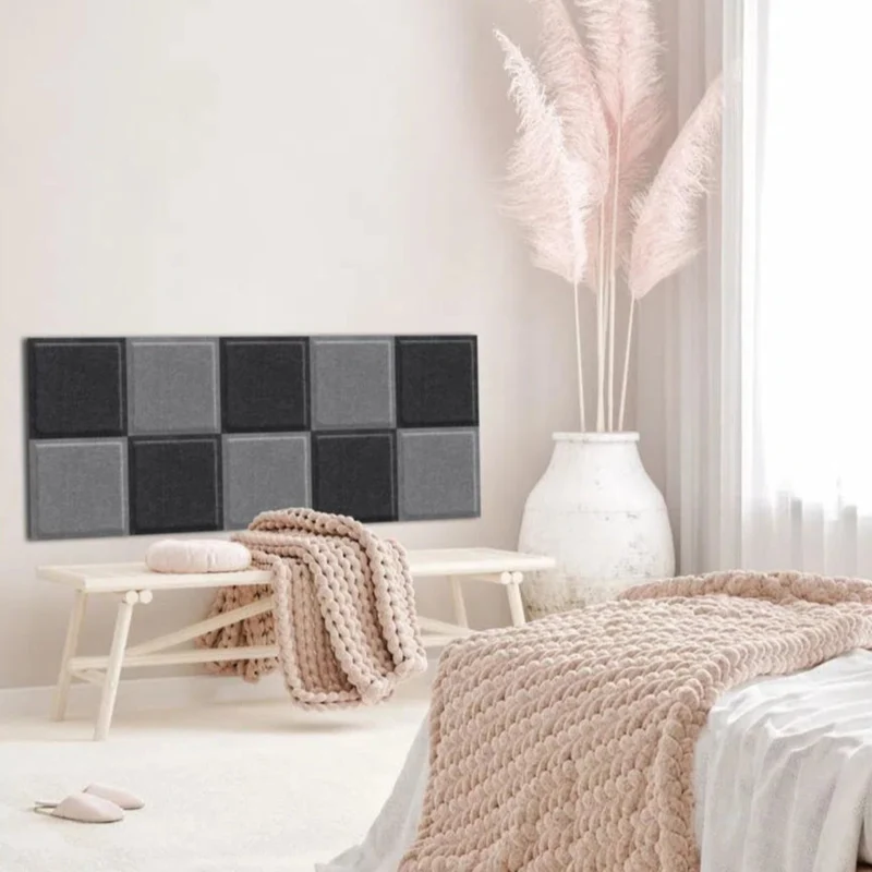 SQUARE BOLD 3D Acoustic Felt Wall Panels - GREY Multipack