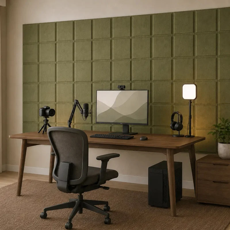 SQUARE BOLD 3D Acoustic Felt Wall Panels - OLIVE Multipack