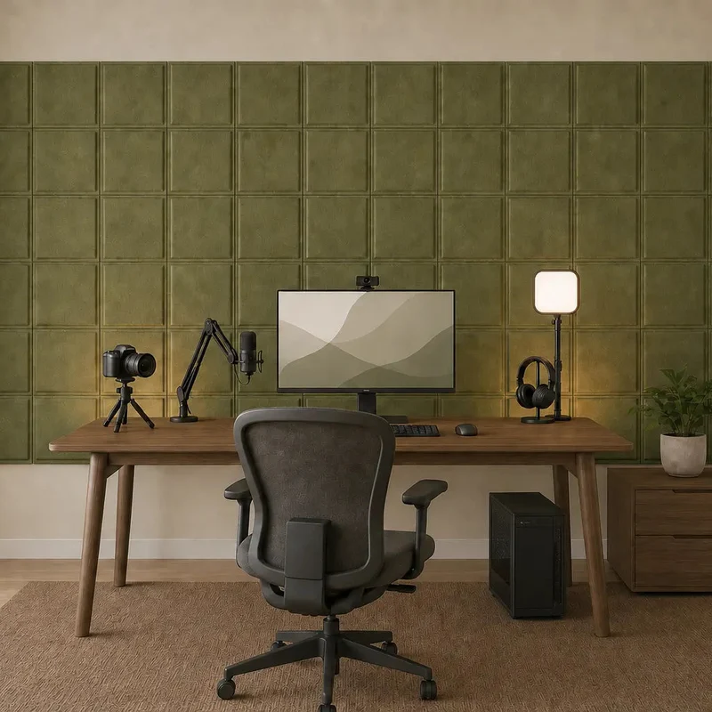SQUARE BOLD 3D Acoustic Felt Wall Panels - OLIVE Multipack